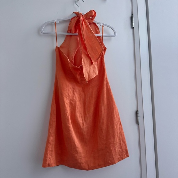 Acier Orange Linen Halter Mini Dress - Picture 2 of 5